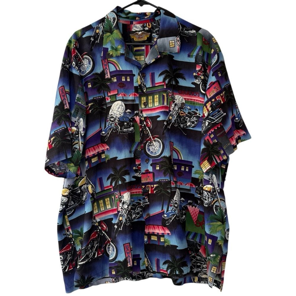 |EUC| HARLEY DAVIDSON x TORI RICHARD Hawaiian Short Sleeve Button Down Shirt